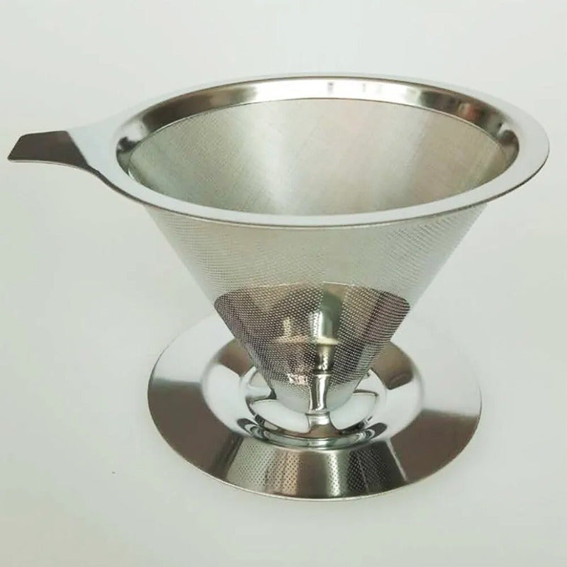 Reusable Stainless Steel Coffee Filter Holder Double-Layer Mesh Storage