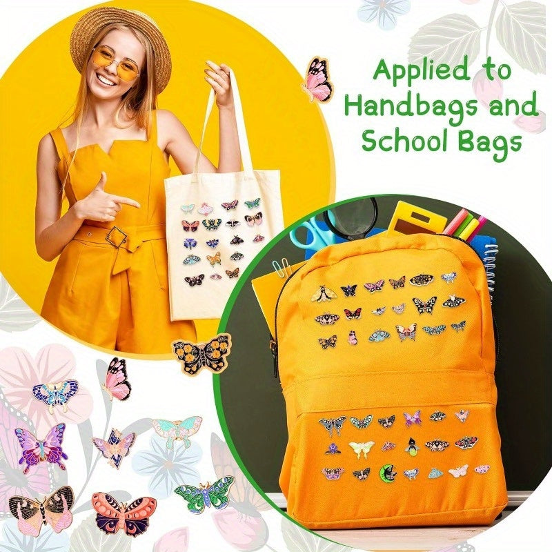 Set of 20 Black Butterfly Enamel Pins for Backpacks and Lapels, Cute Jewelry Gift