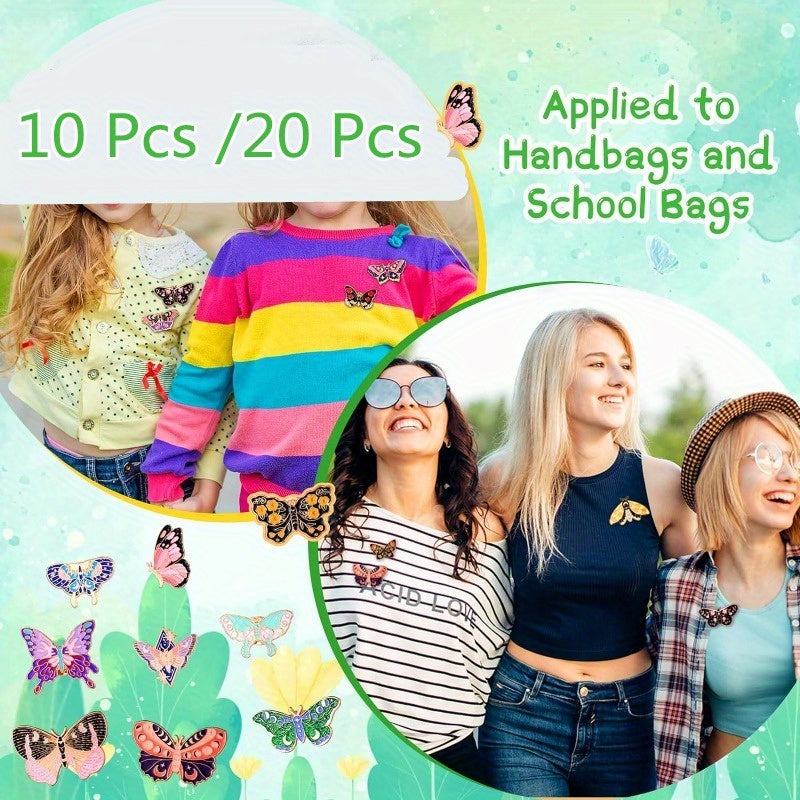 Set of 20 Black Butterfly Enamel Pins for Backpacks and Lapels, Cute Jewelry Gift