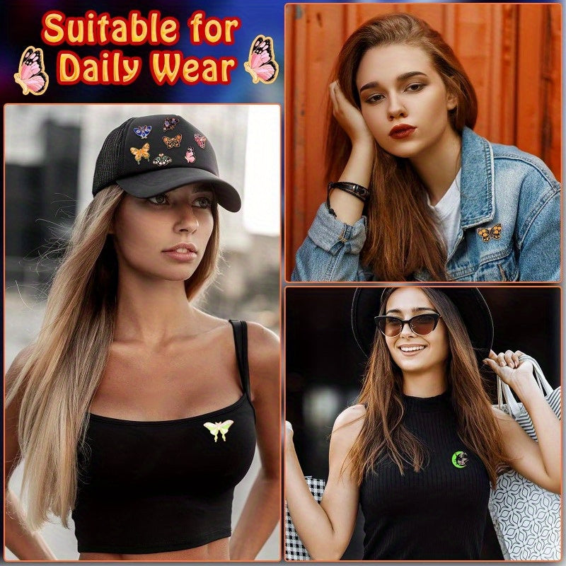 Set of 20 Black Butterfly Enamel Pins for Backpacks and Lapels, Cute Jewelry Gift