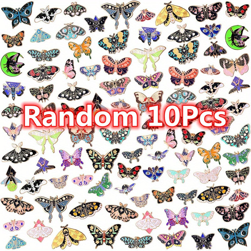 Set of 20 Black Butterfly Enamel Pins for Backpacks and Lapels, Cute Jewelry Gift