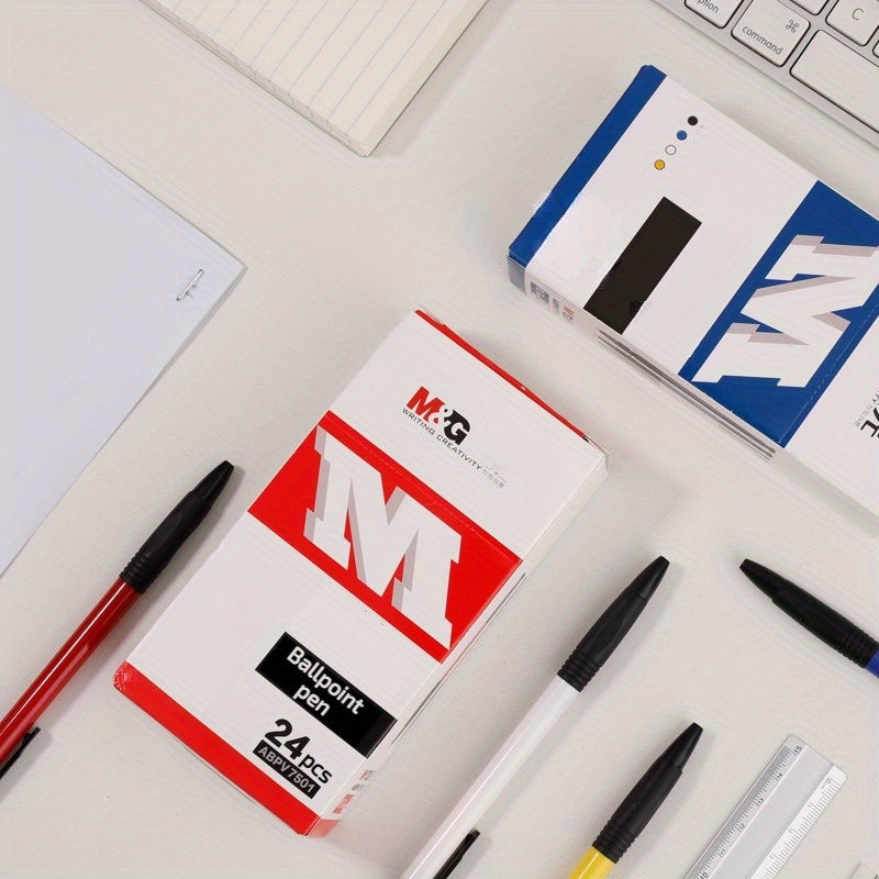 24/60pcs Classic Click Ballpoint Pen Retractable 0.7mm Broad Tip Office Stationery