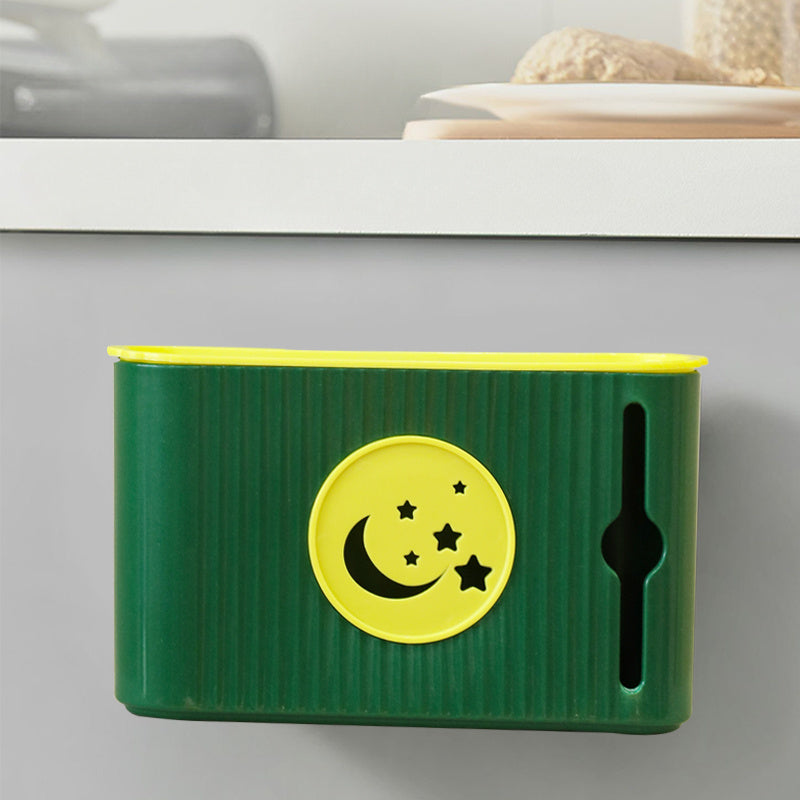 Caja de almacenamiento para bolsas de basura de pared de una pieza, soporte para bolsas de plástico, organizador sin perforaciones