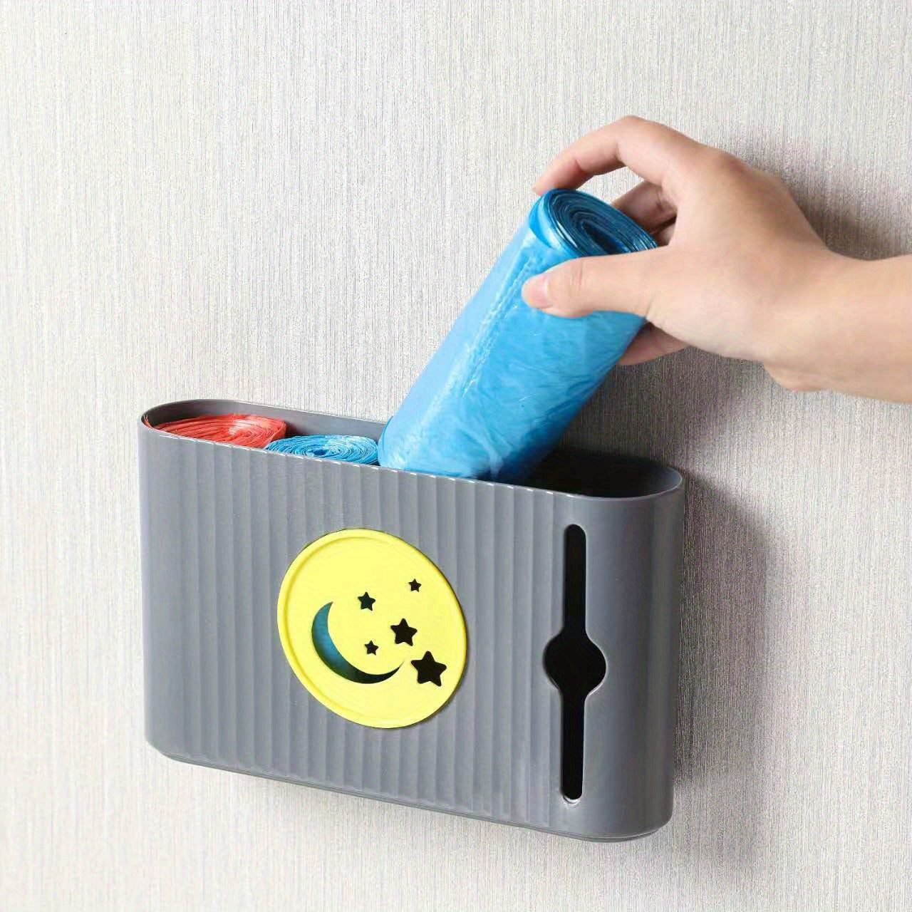 Caja de almacenamiento para bolsas de basura de pared de una pieza, soporte para bolsas de plástico, organizador sin perforaciones