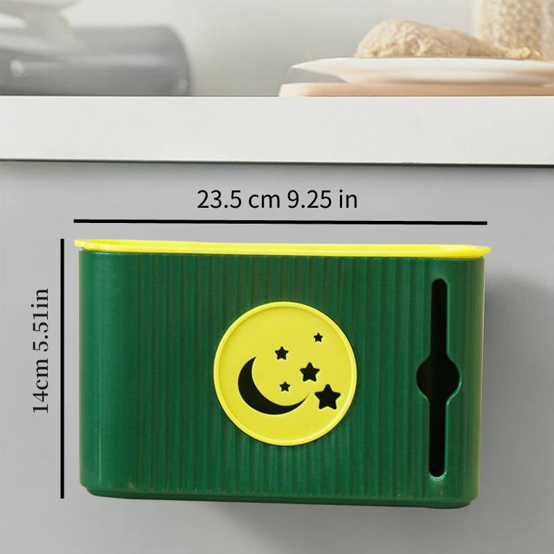 Caja de almacenamiento para bolsas de basura de pared de una pieza, soporte para bolsas de plástico, organizador sin perforaciones