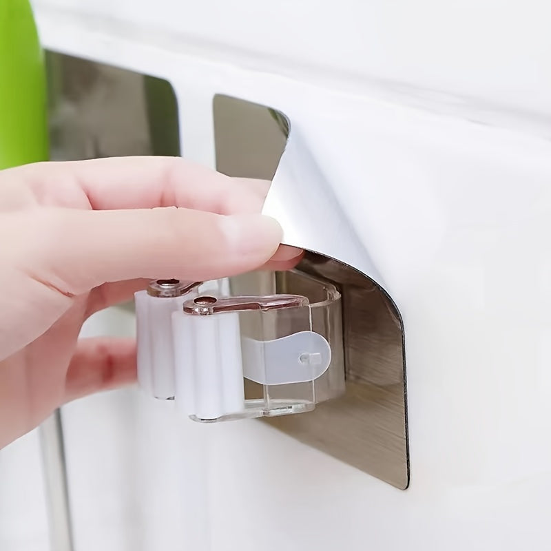 2 piezas de ganchos para mop de pared con adhesivo fuerte, soporte para escoba, almacenamiento en baño y cocina