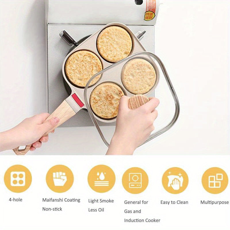 Yopishmaydigan omlet qovurilgan idishi, qopqog'i va aylantirish uchun teshiklar bilan, 8 dyuymli tuxum, pancake uchun qovurilgan pan