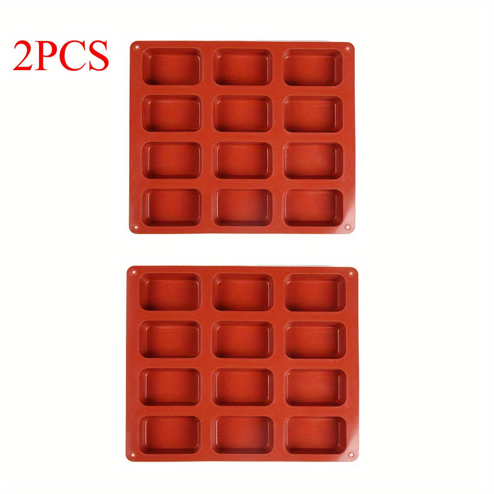 Set of 2 Non-Stick Silicone Cake Molds Rectangular Bread Pan for Baking and Desserts