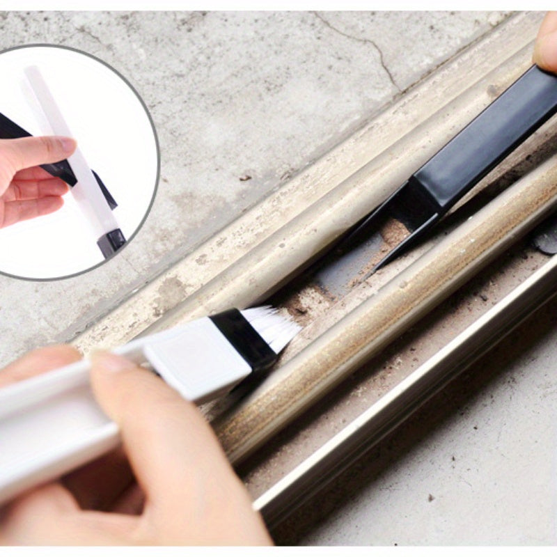 Juego de cepillos de limpieza Groove con recogedor y herramienta para rendijas para ventanas y aires acondicionados