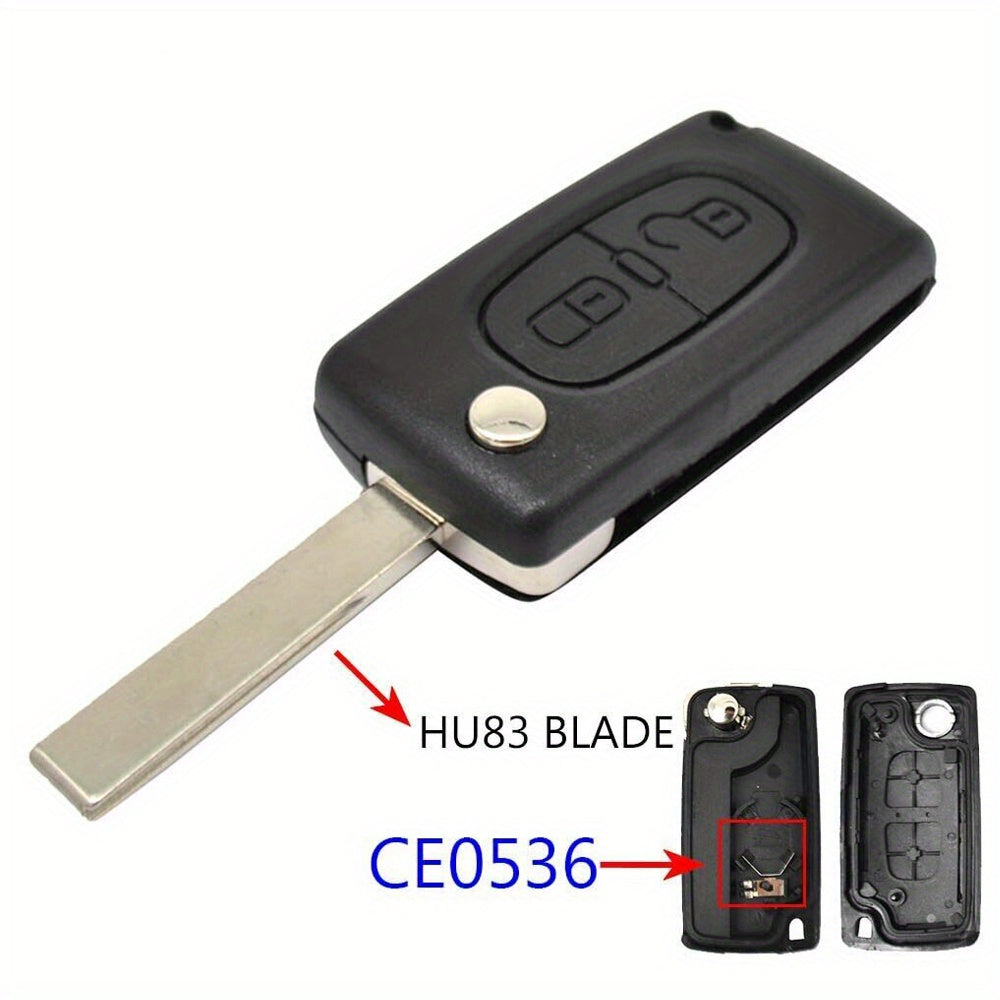 2-Button Car Remote Flip Key Shell Cover for Peugeot Citroen C2 C3 C4 C6