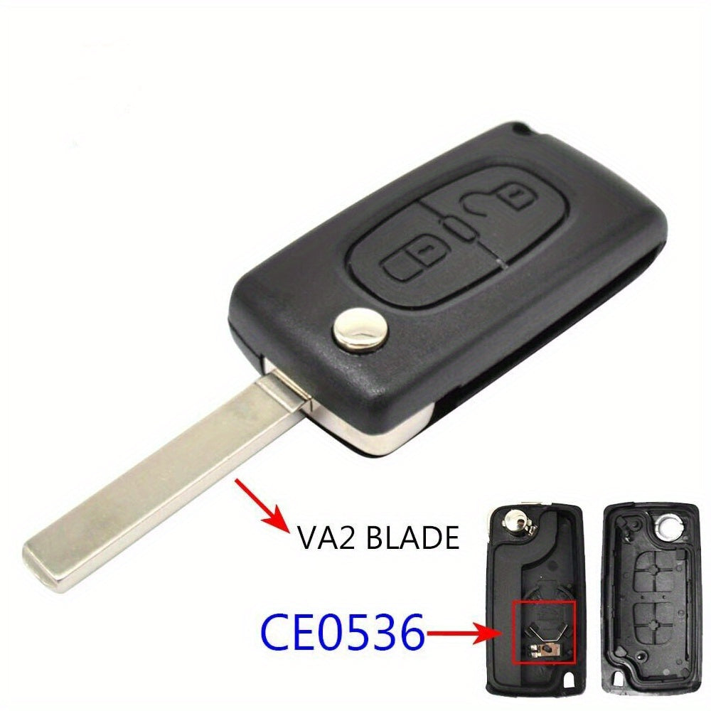 2-Button Car Remote Flip Key Shell Cover for Peugeot Citroen C2 C3 C4 C6