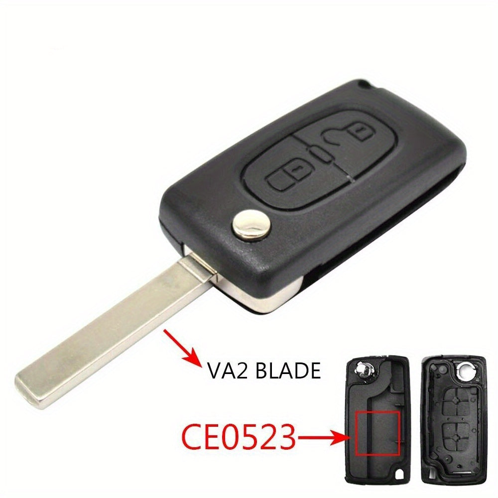 2-Button Car Remote Flip Key Shell Cover for Peugeot Citroen C2 C3 C4 C6