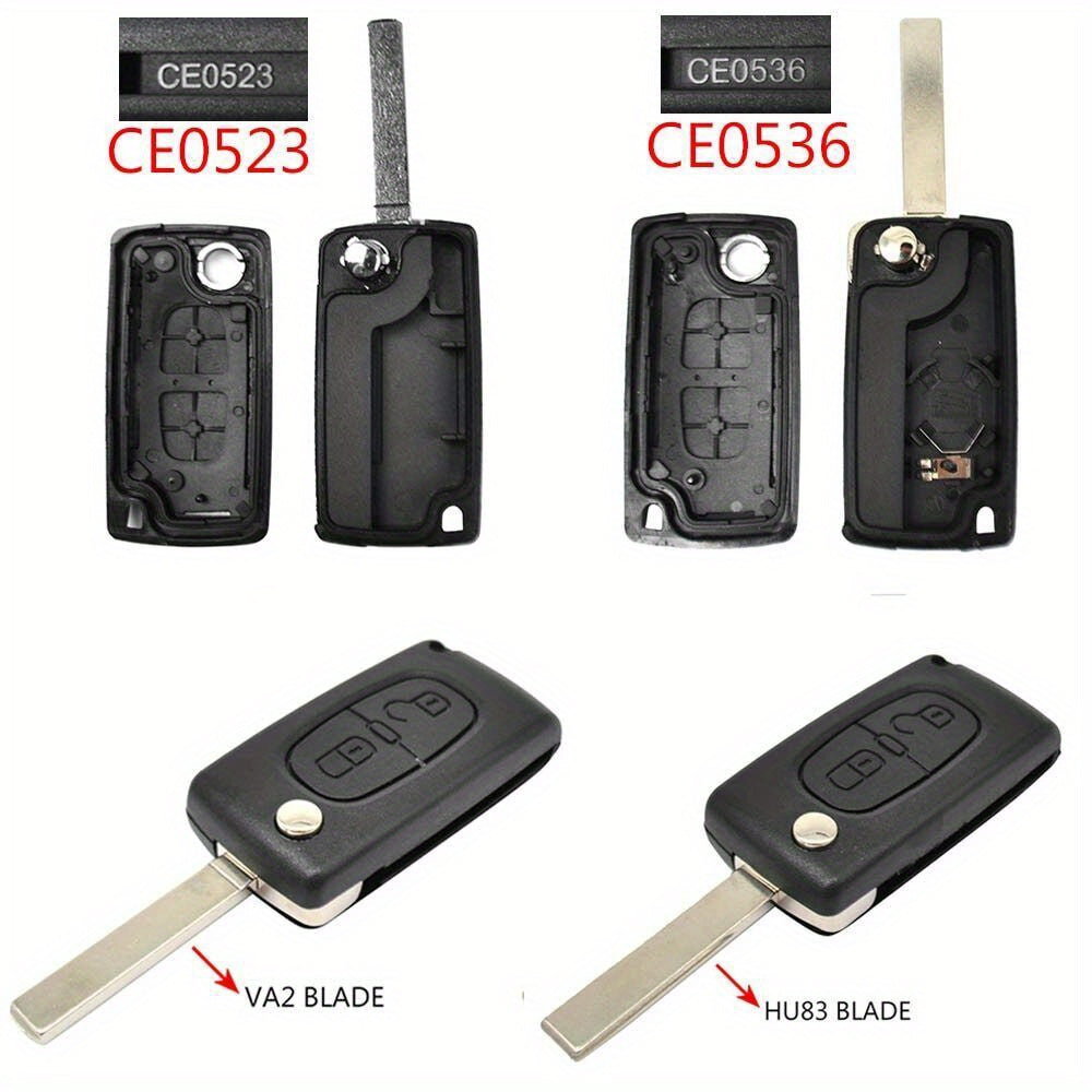 2-Button Car Remote Flip Key Shell Cover for Peugeot Citroen C2 C3 C4 C6