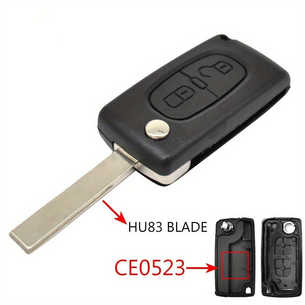 2-Button Car Remote Flip Key Shell Cover for Peugeot Citroen C2 C3 C4 C6