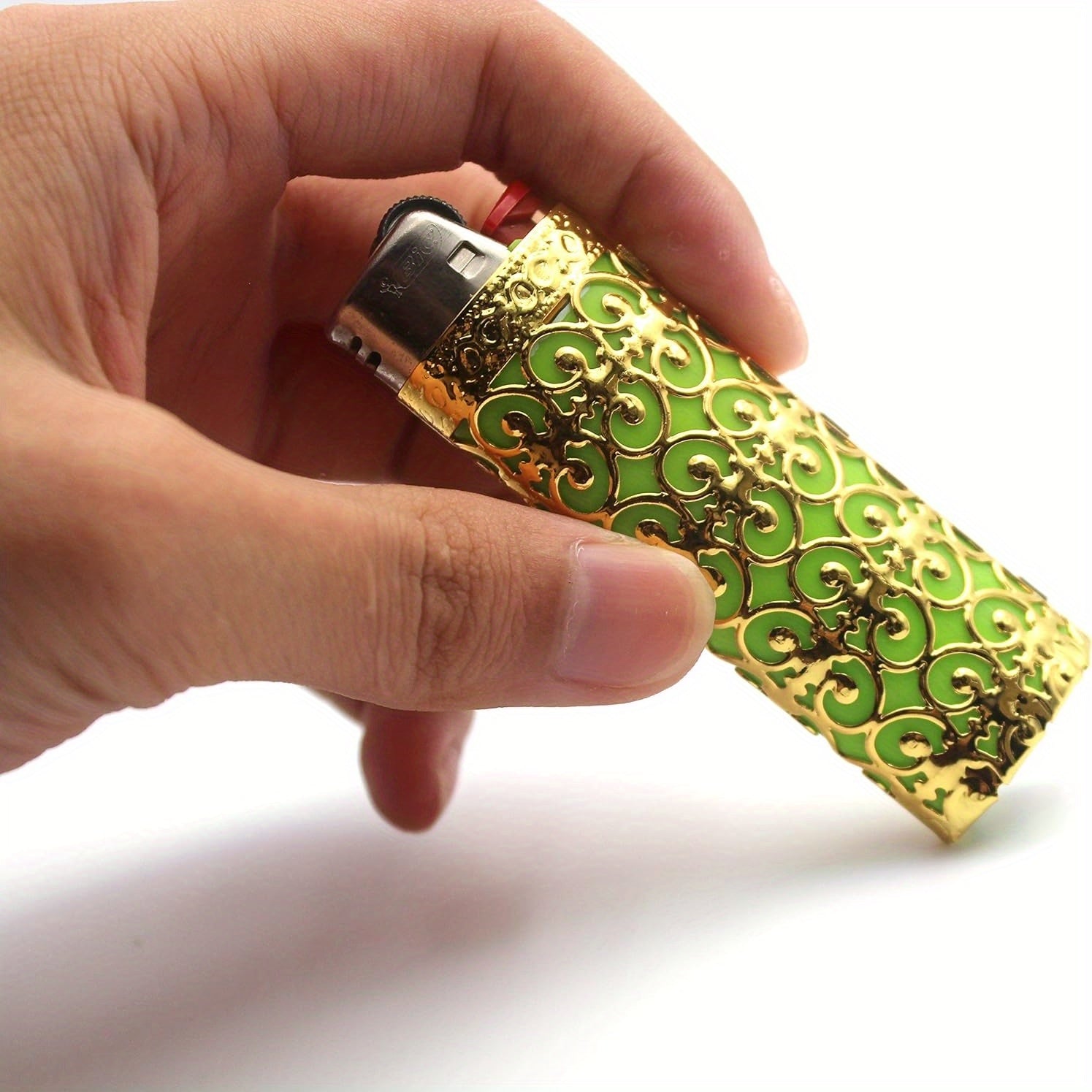 Metal Lighter Case Cover for J6 Full Size BIC, Hollow Design, Blingy Style