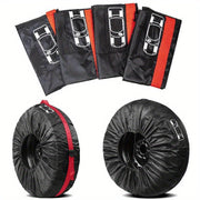 Set of 4 Tire Cover Storage Bags for Spare Tires SUV Car Wheel Accessories Black Silver