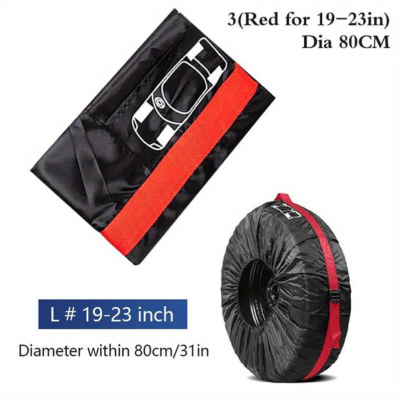Set of 4 Tire Cover Storage Bags for Spare Tires SUV Car Wheel Accessories Black Silver