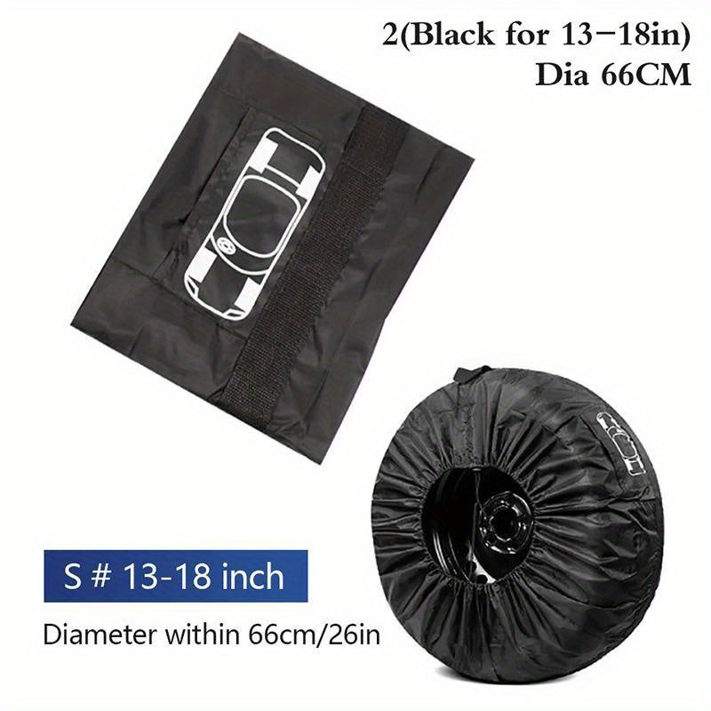 Set of 4 Tire Cover Storage Bags for Spare Tires SUV Car Wheel Accessories Black Silver
