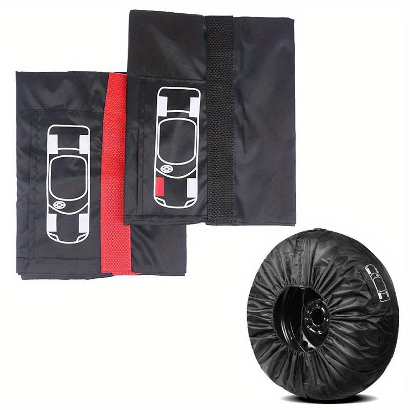 Set of 4 Tire Cover Storage Bags for Spare Tires SUV Car Wheel Accessories Black Silver
