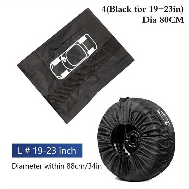 Set of 4 Tire Cover Storage Bags for Spare Tires SUV Car Wheel Accessories Black Silver