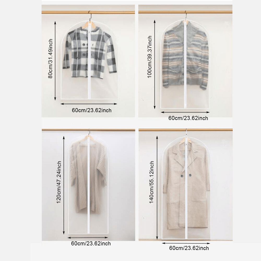 Bolsa de protección transpirable para prendas con cierre para vestidos colgados, trajes, protección contra polvo y polillas