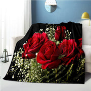 Floral Flannel Bed Sheet Digital Print for Wedding Anniversary or Valentine's Day Queen Size