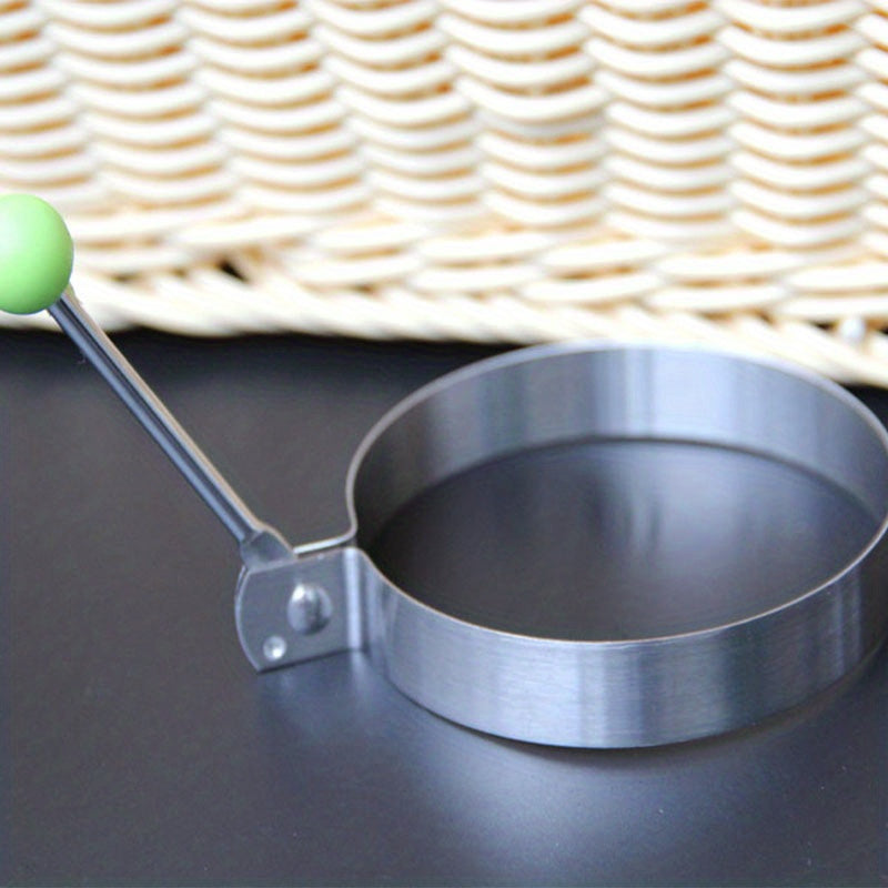 Set of 4 Stainless Steel Egg Rings with Adjustable Handle for Pancakes and Sandwiches