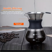 Pour Over Coffee Maker Stainless Steel Filter 14oz Manual Dripper with Glass Pot