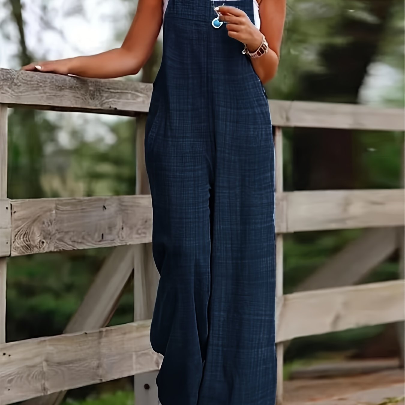 Women's Green Polyester Jumpsuit with Wide Legs Pockets All-Season Casual