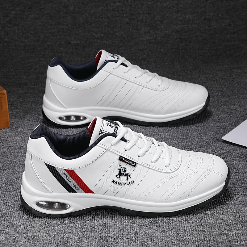 Men's All-Season Microfiber Leather Sneakers with Air Cushion and Non-Slip Rubber Sole