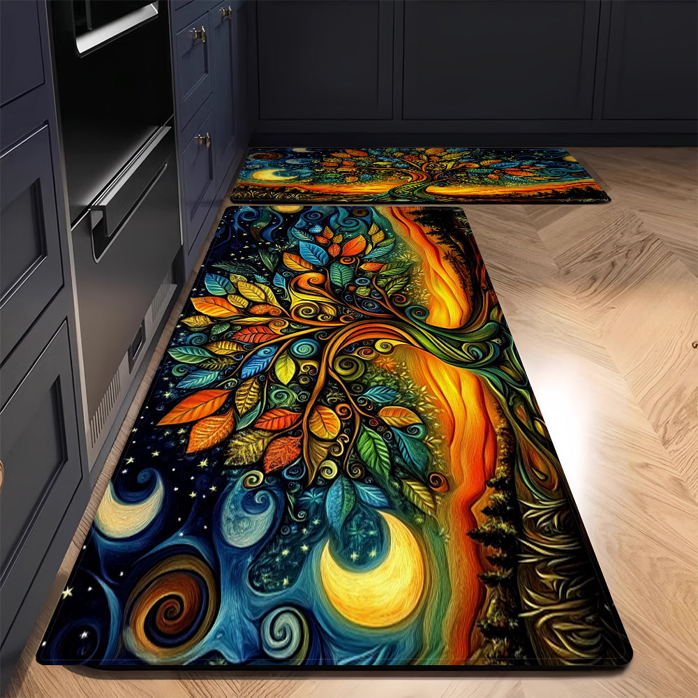 Kitchen Mat Waterproof Anti-Slip Absorbent Abstract Tree Design 1pc