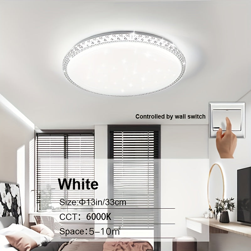 13 Inch LED Ceiling Light Daylight White 6000K Flush Mount Acrylic Shade