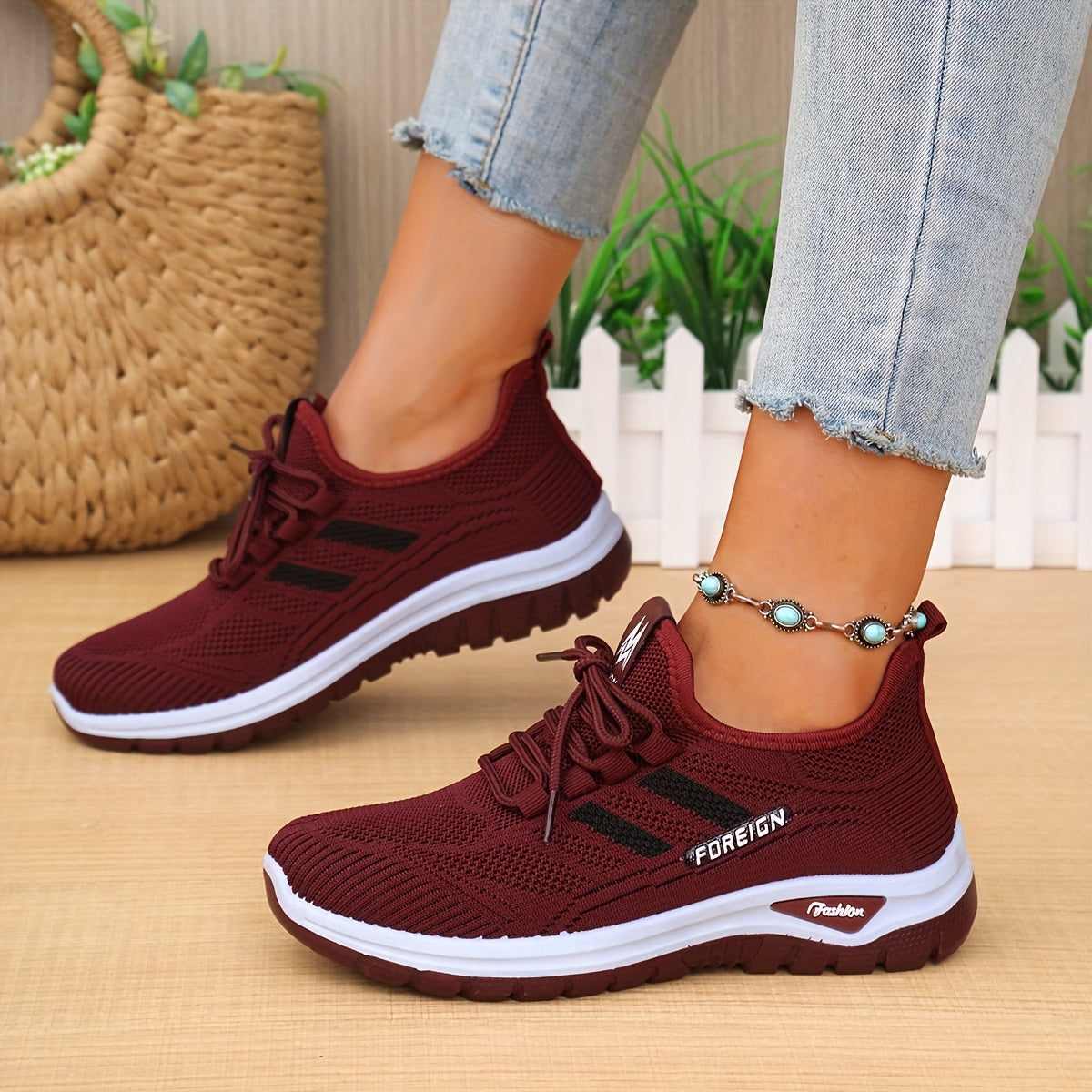 Women’s Casual White Sneakers Breathable Comfort Flat Sole
