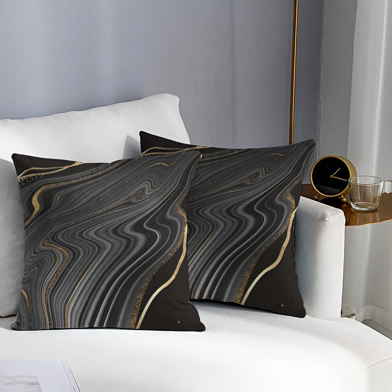 Black and Gold Pillow Covers 44.98 cm Square Durable Washable for Couch Decor