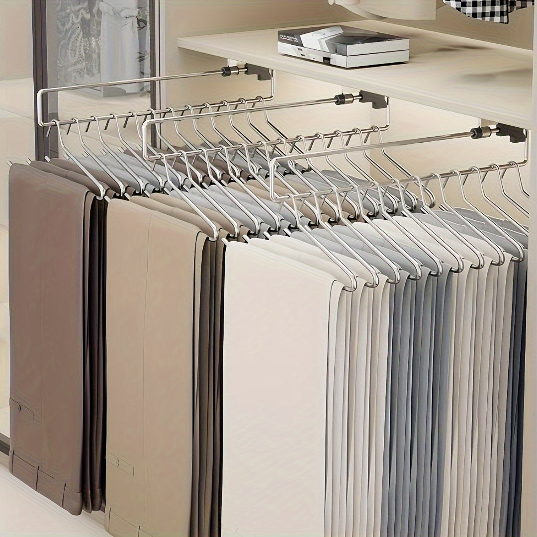 Sozlanadigan zanglamaydigan po'latdan yasalgan shkaf tayoqasi va kiyimlar va poyabzal uchun tortib olinadigan osma qismi