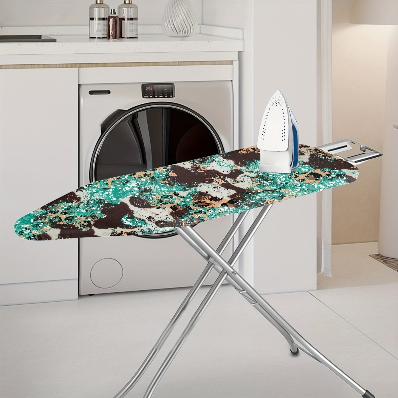 Retro Western Pattern Ironing Table Cover with Cow Leopard Sequin Anti-Scalding