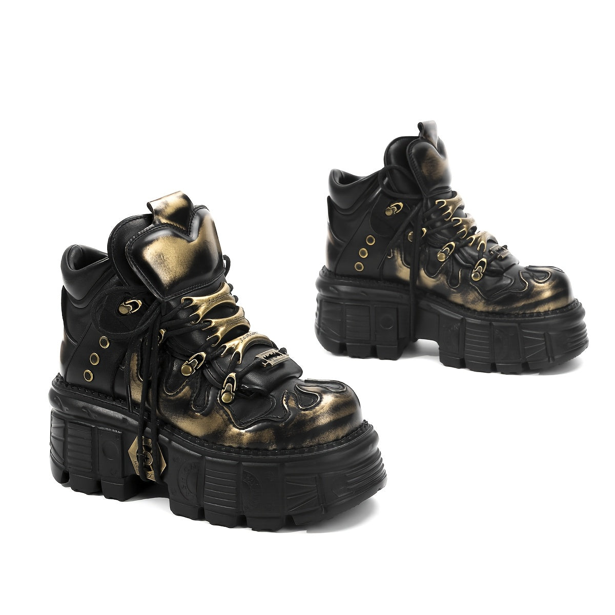 Women's Gothic High-Top Lace-Up Combat Boots All-Season Thick Sole