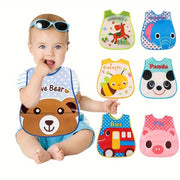 Kids Waterproof Feeding Bib Sleeveless Soft Polyester with Magic Tape Closure