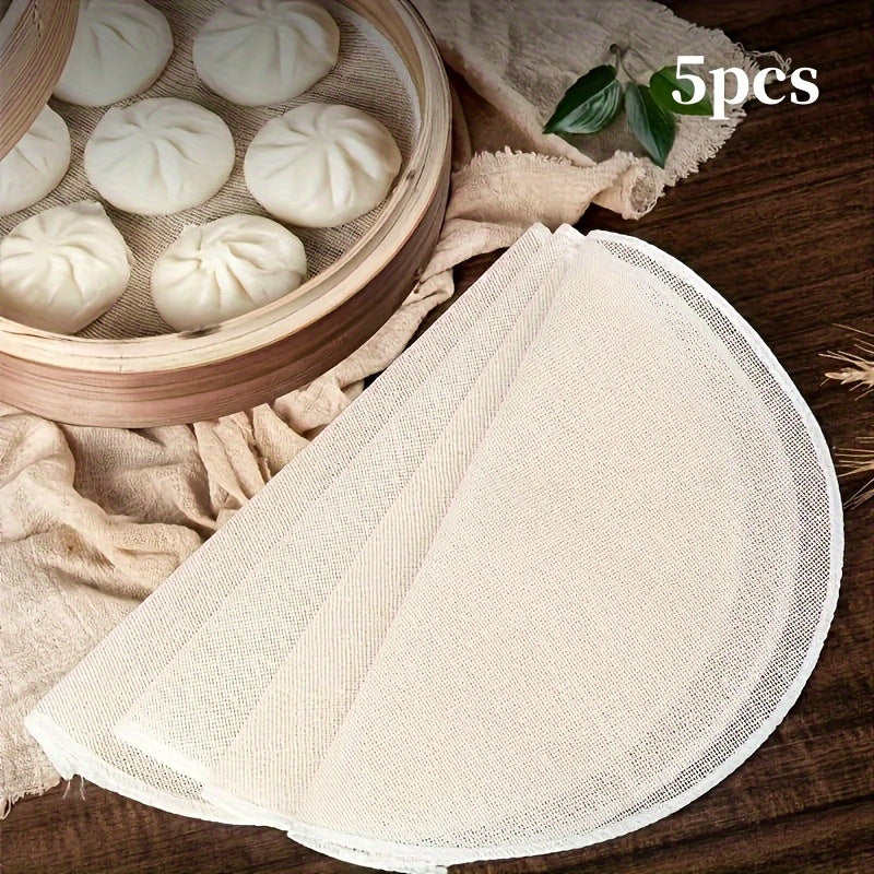 3/5 ta qayta ishlatiladigan bambuk bug'lash mato qoplamalari to'plami, pishirish va pishirish uchun filtr qilish