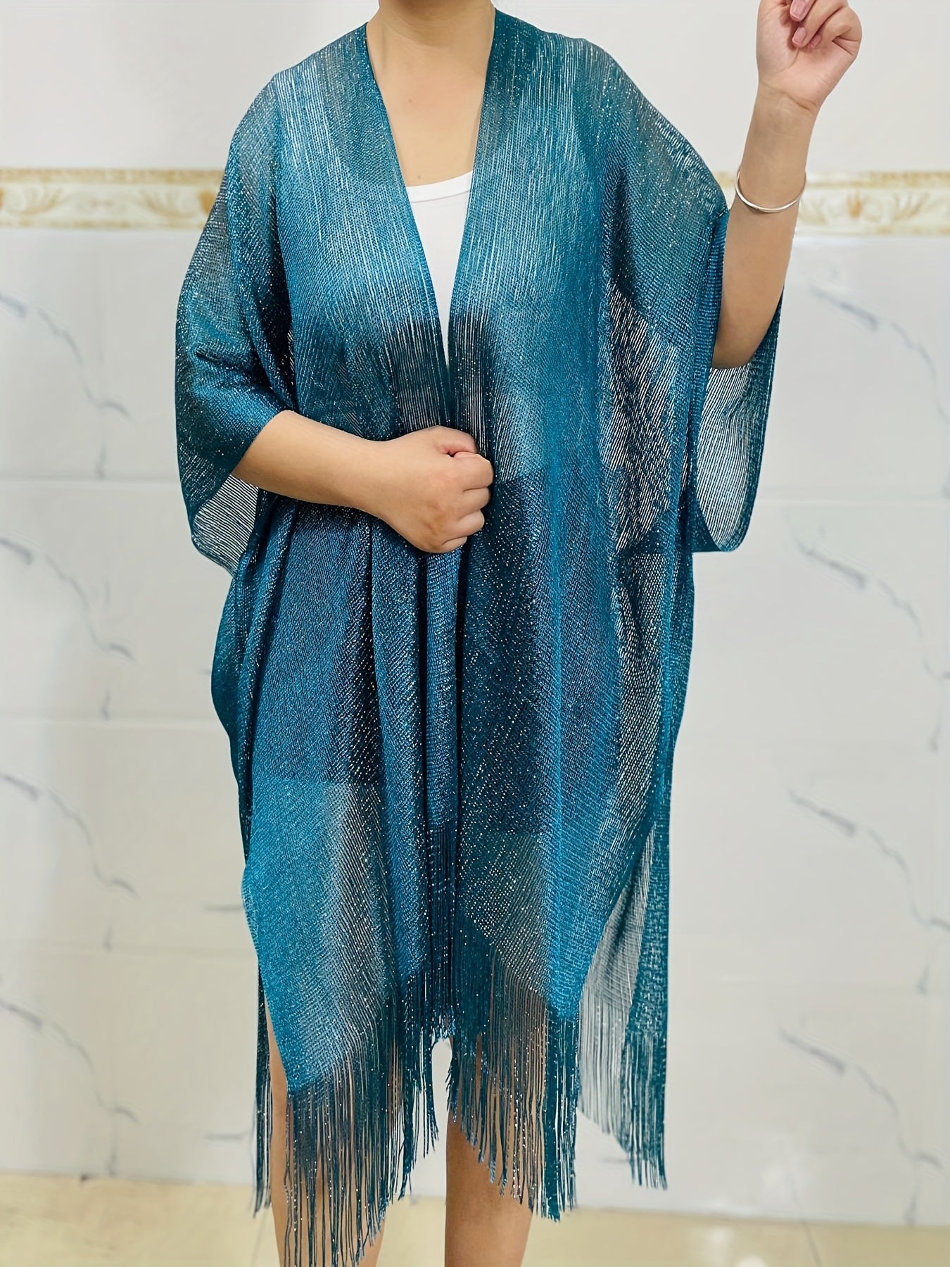 Plus-Size Women's Lightweight Batwing Scarf Shawl Semi-Sheer Cover-Up