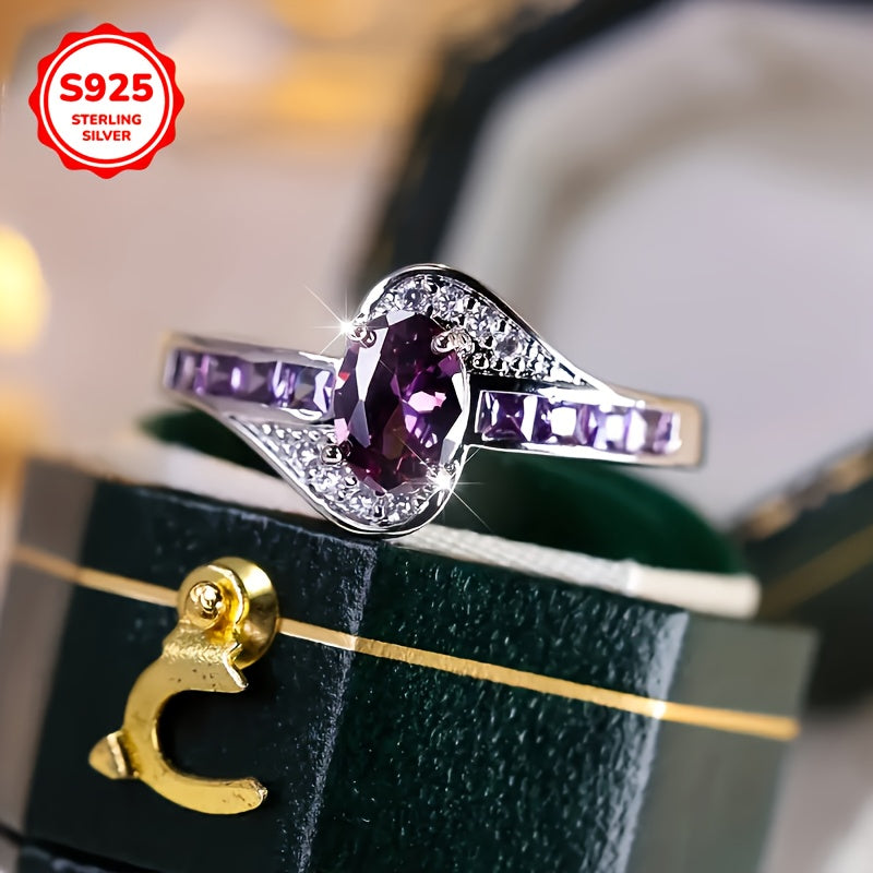 Sterling Silver Ring with Cubic Zirconia for Women Wedding Party Gift