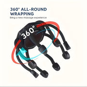 HOTU qayta zaryadlanadigan elektr bosh massajchisi, 8 barmoq massaji va 3 rejim bilan, USB quvvatlanadi, qora rangda portativ dizayn. Dam olish va chuqur dam olish uchun ajoyib.