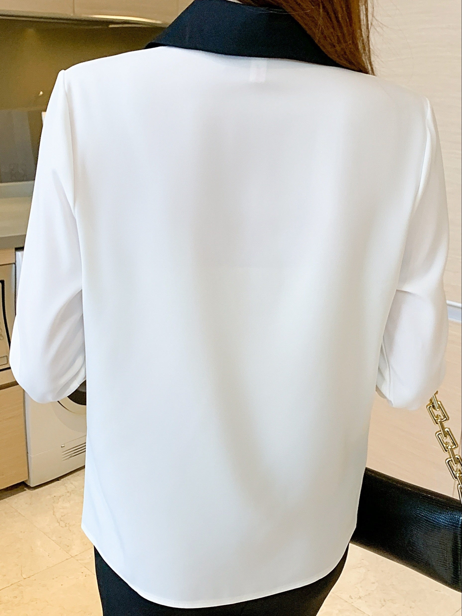 Women's Long Sleeve Button-Up Shirt with Contrast Trim Casual Spring Fall Solid Color