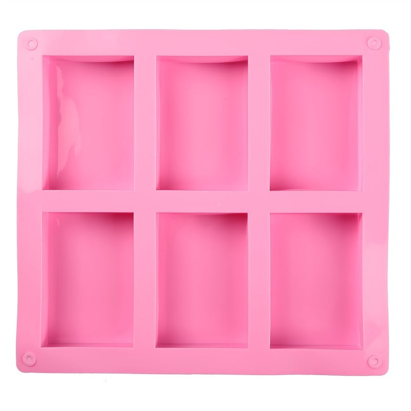 Rectangular Soap Mold with 6 Compartments 9.25x8.35 Inches