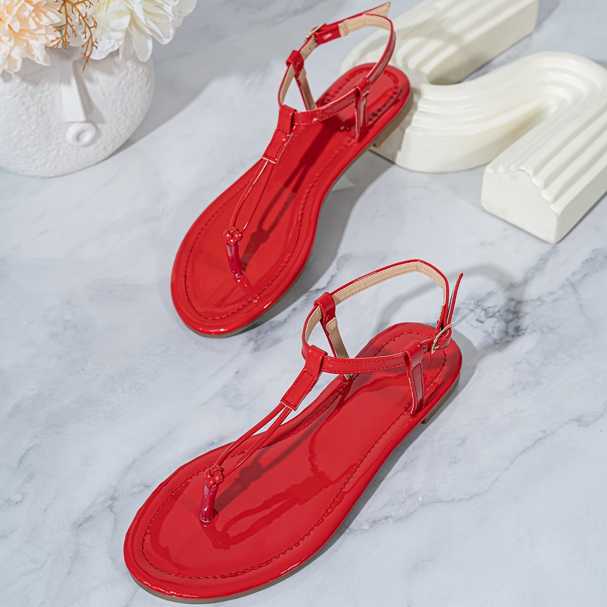 Women's Flat Toe-Post Sandals Breathable Casual Beach Shoes