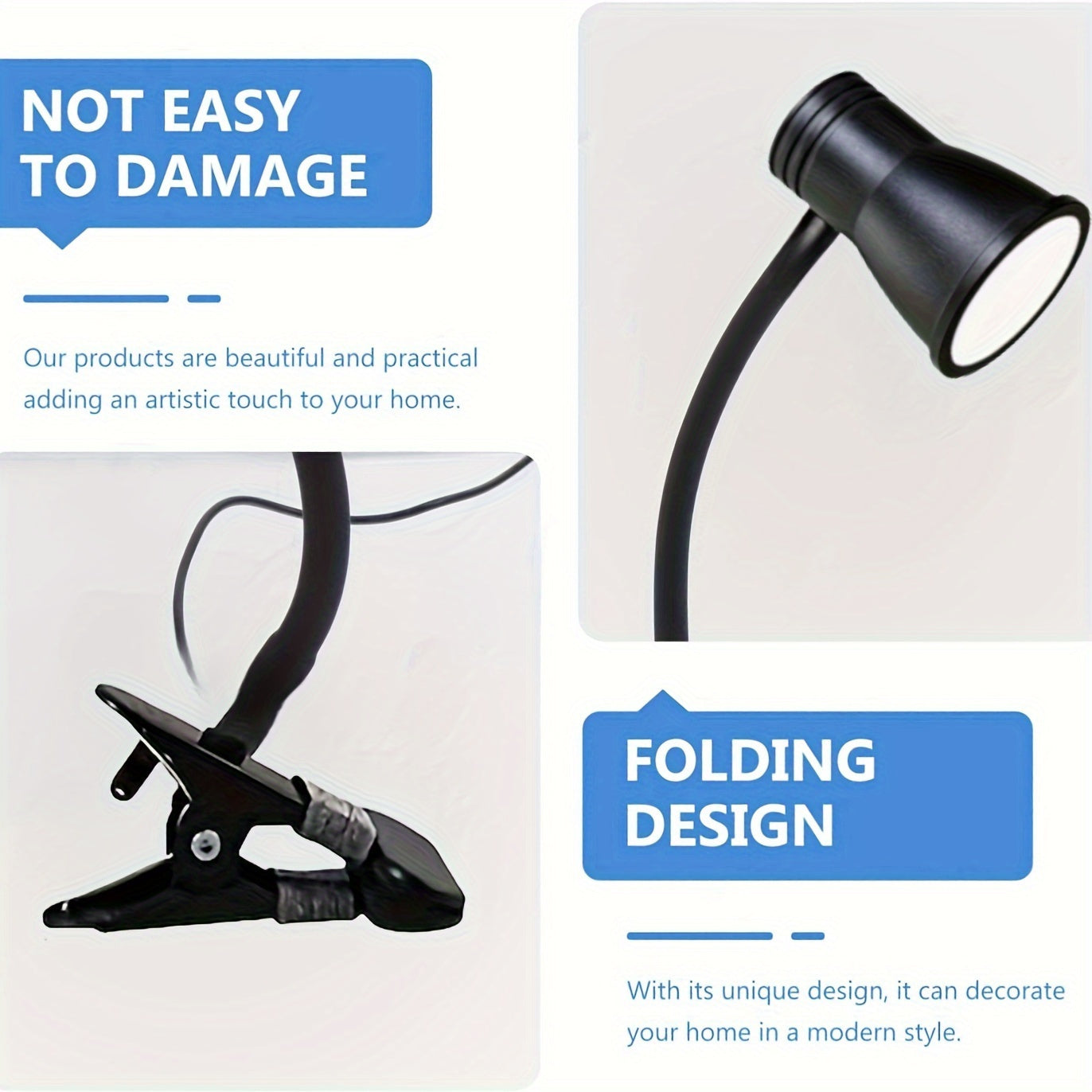 Clip-On Desk Lamp with 360° Adjustable Arm USB Powered Dimmable Space Theme