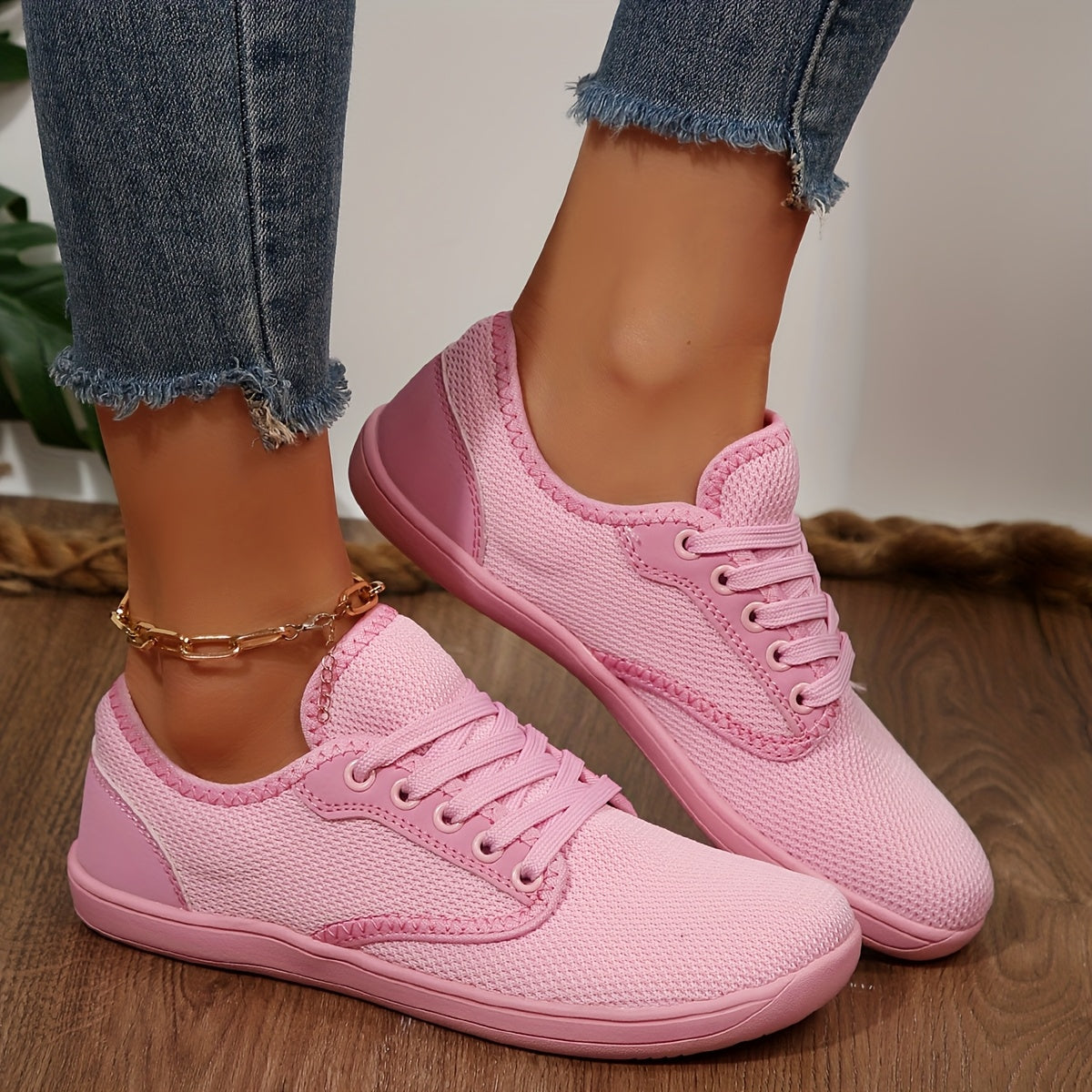 Ladies Wide-Head Casual Mesh Walking Shoes Non-Slip Rubber Sole