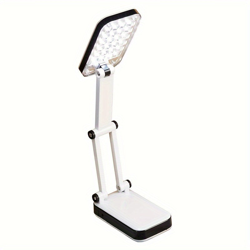 LED Desk Lamp with Eye Protection, Dual Power, Foldable, White