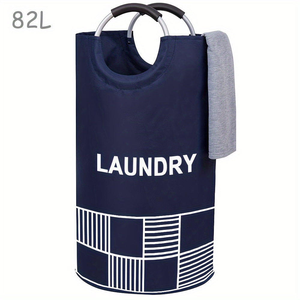 Waterproof Laundry Basket with Padded Handles 82L Collapsible Storage for Bathroom Dorm Balcony