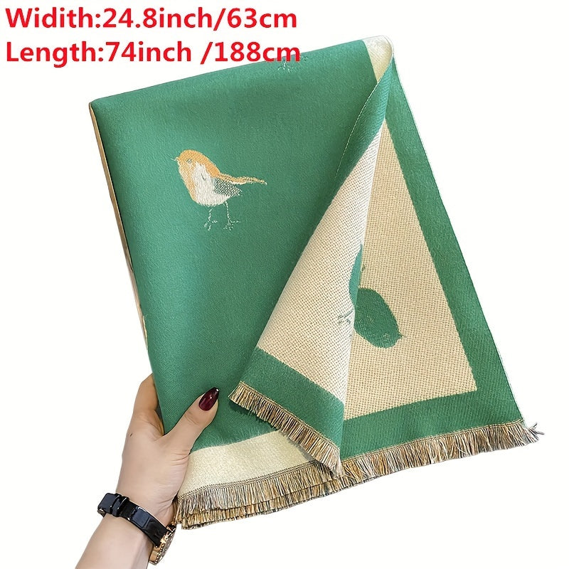 Warm Jacquard Cashmere-Like Scarf for Autumn and Winter Neck Shawl